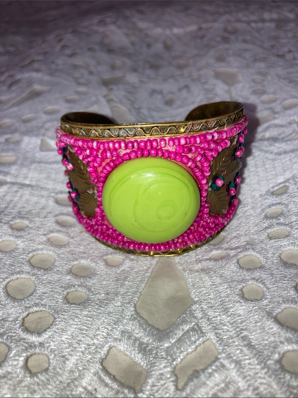 Vintage bohemian, brass statement cuff bracelet